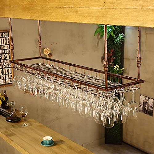 JHGJBJ Soportes para Copas Sostenedor del Vidrio de Vino Sostenedor del cubilete Colgando Estante del Vidrio de Vino Bar Escritorio Bar Club (Color : Brown, Tamaño : 90 * 35cm)