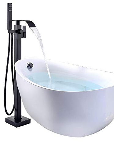 Onyzpily Freestanding Bath Taps Bathroom Mixer Tap Bathtub Tap Handheld Shower Head Floor Mounted Brass Black
