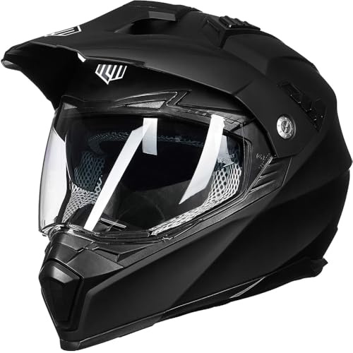 ILM Motorradhelm Herren Damen Motocross Helm Motorcycle Full Face Helmet ATV Dirt Bike ECE Modell-606V,Mattes Schwarz,L