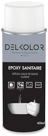 DELKOLOR - Peinture Epoxy Sanitaire Blanc - 400ml - Couleur BLANC