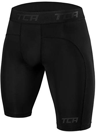 TCA Herren Pro Performance Kompressionsshorts, Schnelltrocknendes Baselayer Unterhose Tights Kurz Hose Laufunterwäsche - Schwarz, L