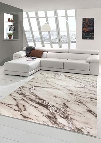 Teppich-Traum Marmor Optik Teppich für Wohn- & Schlafzimmer in Creme beige, Größe 120x170 cm