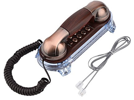 Teléfono montado en la pared, teléfono retro antiguo montado en la pared Teléfono con cable Teléfono fijo de moda para hotel en casa 7,9 x 19,7 x 8,6 cm / 3,1 x 7,8 x 3,4 pulgadas(Cobre rojo)