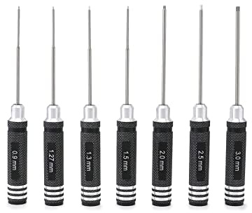 QWORK® 7 pezzi cacciavite esagonale, kit di strumenti RC, per modelli di elicotteri, drone per barche per auto RC, 0.9mm 1.27mm 1.3mm 1.5mm 2.0mm 2.5mm 3.0mm