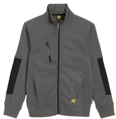Felpa da Lavoro in Cotone Full Zip per Uomo Morbida e Calda Diadora Utility Sweatshirt FZ Litework Grigia (EU XL)