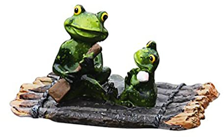 Jiakalamo Wasser schwimmend mit Frosch Ornament Figur Statue Handwerk für Haus Hof Garten Teich Dekoration Foto Requisite Geschenk Rudern Schwimmende Tierstatue, Wasser schwimmende Teichdekoration