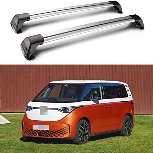 HOWENG Barres Toit Voiture Rail Cross Aluminium,pour VW ID. Buzz 2022 2023 Rails Support Barre Transversale Automatique Porte-Bagages sur Toit Support Vélo Transport Supérieur