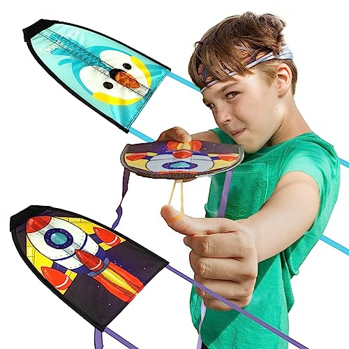 NOVELTY PLACE 2 Pack Thumb Ejection Kite Toy - Kites Launcher Slingshot Catapult Kites for Boys Girls Kids & Teens, Mini Beach Kite Easy to Launch and Fun Outdoor Flying Experience