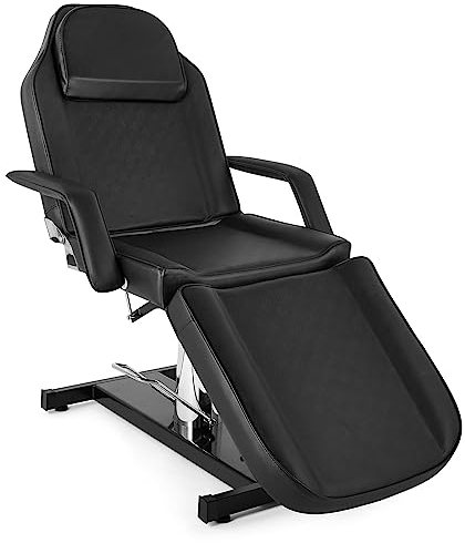 Bonnlo Hydraulischer Gesichtsbett Massagetisch, Mehrzweck Tätowierungsstuhl mit 3 Abschnitten, Kosmetikerbett, verstellbare Schönheitssalon Spa Ausrüstung Schwarz