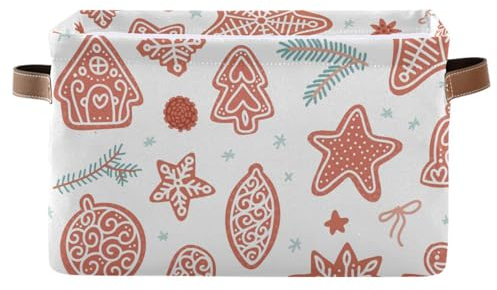 Mnsruu Cesto portaoggetti per scaffali, scatole di pan di zenzero con manici, grandi contenitori per armadio