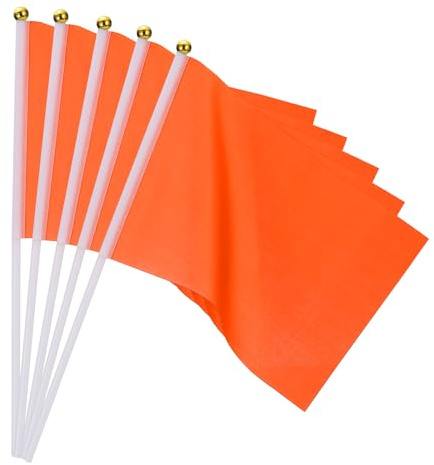 PATIKIL Mini Drapeaux Vierges，20 Pcs Orange Petits Drapeaux Colorés de Sublimation à Décorer pour Anniversaire, Cour, Pelouse, Marquage au Sol, Sport, Golf, Fête, Irrigation, 30x21cm