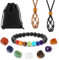 7PCS Chakra Kristalle Steine, Naturliches Kristalle Heilsteine Set, Chakra Armband Echte Steine, Edelsteine Heilsteine, Heilkristalle, für Angst Stress Relief, Meditation, Reiki, Balancing