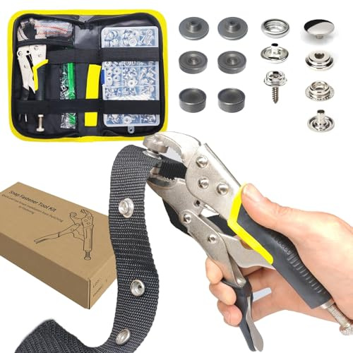 MinliGUY Snap Kit for Boat Cover/Canvas/Tarp/Clothing/Fabric/Tonneau, Heavy Duty Fasteners Pliers & 15mm Metal Marine Snaps 60 Set, DIY Tool to Repair/Install Stainless Steel Press Stud/Screw Button