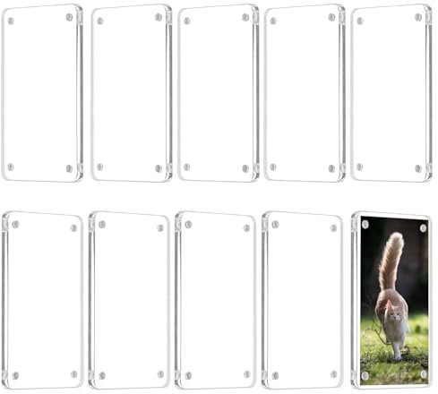 QWORK® 10 Stück Acryl Bilderrahmen 6x9cm, Magnetischer Fotorahmen, Rahmenloser Bilderrahmen
