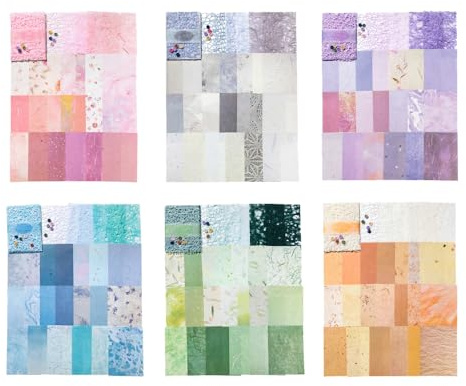 Set di Carta per Album, 156 Fogli Carte di Ritagli Fatta a Mano in Tessuto a Maglie Decorative per Lavori Fai Da Te, Scrapbooking, Diario Viaggio, Collage