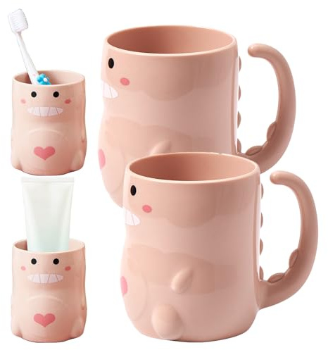 Counius 2 Piezas Vaso para Cepillo de Dientes Infantil Taza Plástico Infantil Portacepillos de Dientes para Cepillo y Pasta de Sientes