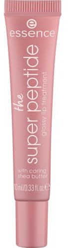 essence the super peptide glossy lip treatment, Lippenbalsam, Nr. 03, Braun, glättend, mit Vitaminen, pflegend, vegan, ohne Parabene, ohne Mikroplastikpartikel, Nanopartikel frei, 1er Pack (10ml)