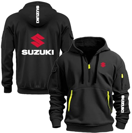 CCVQPF Men Cozy Hoodie Street Wear for SU.ZU.K.I Jumpers Tops Hoody Sport Outwear Long Sleeve Sweatshirt Hooded Jackets Half Zip Coats-HeiS||XL