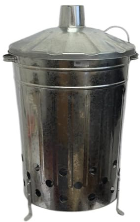 Novostyl 90 Litre 90L Extra Large Galvanised Metal Incinerator Recycle Garden Rubbish Fire Burning Bin Leaves Wood Burner