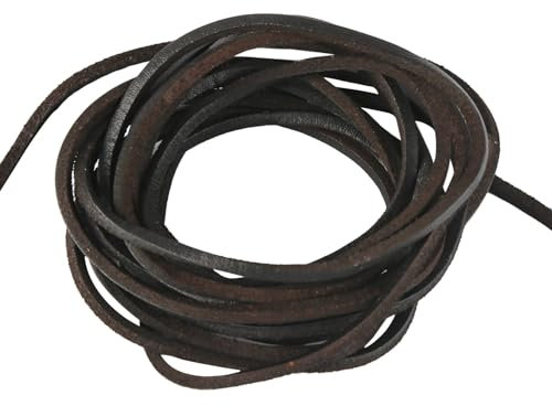 yumcute Genuine Leather Necklace Cord, 3mm×3m Dark Brown Leather Cord, Bracelet Making String, Cowhide String for Shoe Laces, Necklace, DIY Crafts and Jewellery Making