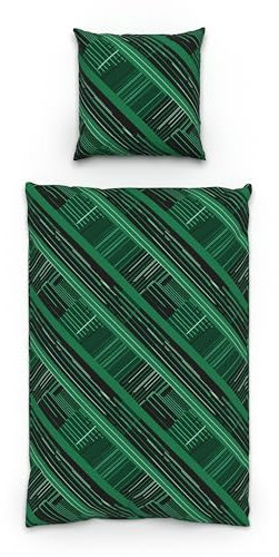 LARAWELL Bettwäsche 135x200 Baumwolle ganzjahres Bettwäsche-Sets grün abstrakt geometrisch Premium