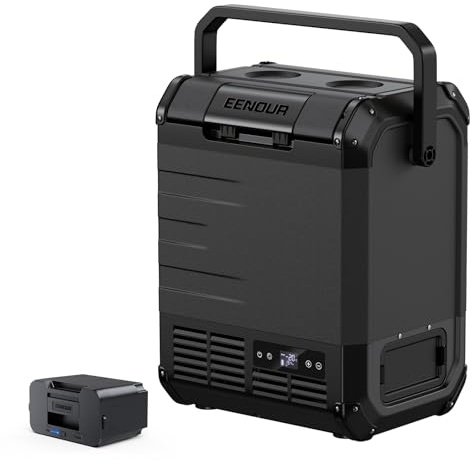 EENOUR D10 12 Volt Car Refrigerator, Portable Freezer 10.6Qt/10L, Compressor Electric Cooler, -4~50℉, 12/24V DC, 110~240V AC, 12V Fridge for Camping, Road Trips, RV, Truck (Battery Included) - Black