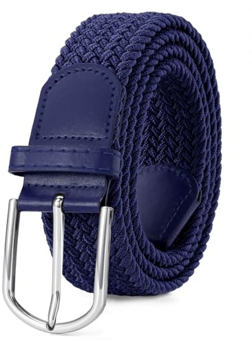 VONMELLI Cintura Elastica Intrecciata per Uomo e Donna, Multicolore Cintura Uomo in Tessuto per Jeans e Golf, Cinturino Regolabile con Fibbia in Lega di Zinco 35mm, Accessorio Casual Unisex Blu XL