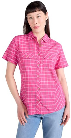 Mountain Warehouse Holiday Womens Cotton Shirt - Short Sleeve Ladies Top, Casual Shirt, Lightweight Ladies Shirt, Breathable Blouse - Spring Summer, Travelling Bright Pink Women's Size 16