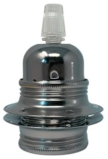 HALOTEC | Douille E27 métallique de couleur métallique noire avec 2 rondelles pour abat-jour | Douille de lampe à filetage épais | Filetage E27 pour abat-jours | Montage facile