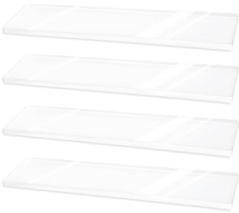 Goktvai 4pcs Medicine Cabinet Shelf Replacement, 13x1.18in/33x7.6cm Wall Mount Acrylic Shelves Board Storage 13 inch Shelving Replacemnt for Bathroom Kitchen Living Room Organizer (Clear)