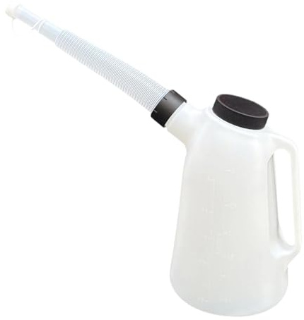 MotiveTech Pichet à Huile Bec Long, Récipient de Mesure Huile en PP, Bidon Moteur avec Bec Verseur, Poignée Ergonomique, Bouchon Étanche Léger Convient Atelier Garage, 3l