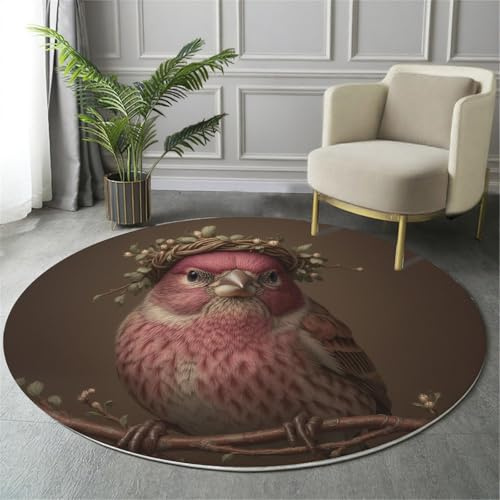 Tappeto Rotondo 100Cm Uccello Vermiglio Del Ramo Di Salice Tappeto Camera Da Letto Antiscivolo Morbido Tappeto Soggiorno Lavabile In Lavatrice Tappeti Carpet Per Cameretta Dei Bambini Sala