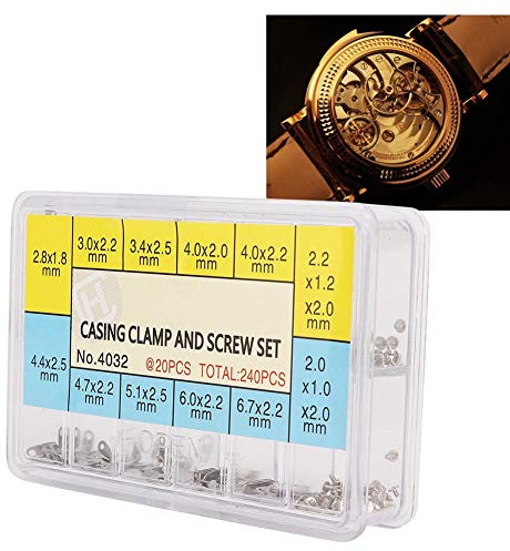 Adattatore per il fissaggio del movimento dell'orologio Viti di fissaggio 10 Pcs di parti orologi di dimensioni diverse Accessori in acciaio Strumenti di riparazione per orologi