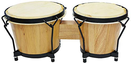A-Star Bongos 7 and 8 Bongo Drums, with Natural Heads and Solid Wood Brace