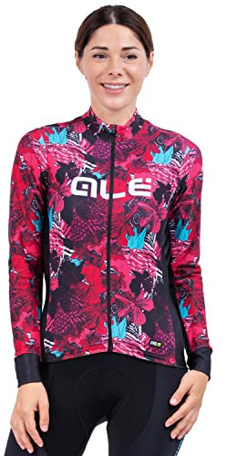 Alé Cycling Women's PRR Amazzonia Long Sleeve Cycling Jersey, Black/Strawberry, Large