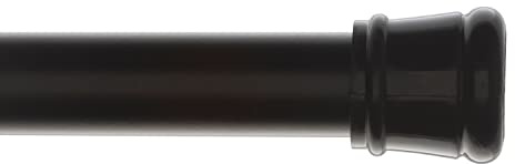 Tension Curtain Rod | Spring Loaded | Adjustable Expandable 42”-76” | Bathroom Shower Rod | Closet Pole | Room Divider | No Rust | No Drilling | Matte Black