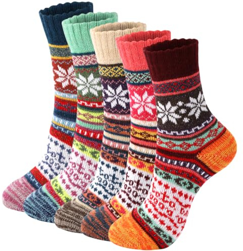 Trifabricy Wool Socks for Women, Winter Thick Warm Crew Boot Hiking Socks