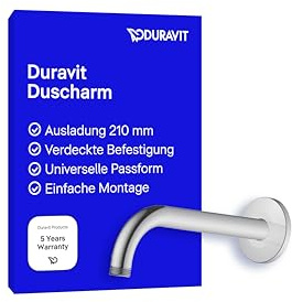 Duravit Universal Brazo de ducha, brazo ducha montaje en pared, brazo de la ducha 210 mm, en torno a, cromo