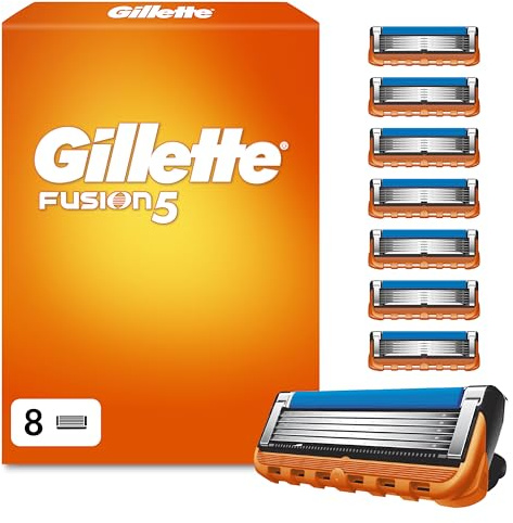 Gillette Fusion5 Rasierklingen Herren, 8 Stück Rasierklingen-Nachfüller mit Präzisionstrimmer, 5 Anti-Reibungsklingen