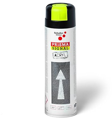 Markierspray Gelb, Lackspray Acryl Sprühlack Prisma Signal yellow, 500ml + Bisomo Sticker