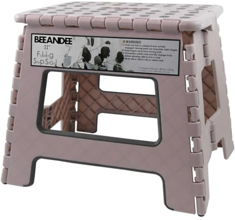 Foldable Step Stool Sturdy Safe Enough - Holds up to 300 Lb - 11 inch Footstool for Adults or Kids, Folding Ladder Storage/Opens Easy, for Kitchen,Toilet,Camping (Dusty Pink Puple)…