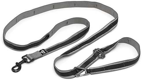Kurgo Quantum Leash 2.0 - Correa Multifunción Manos Libres - Ajustable, con 6 Configuraciones en 1 para Correr y Pasear - Negro