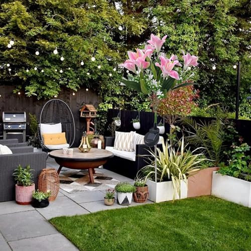 Luce da Giglio per Patio Esterno, Luce Notturna da Giglio Solare per Esterno Emula la Luce da Giglio a LED Ad Energia Solare per Esterno per Cortile e Giardino