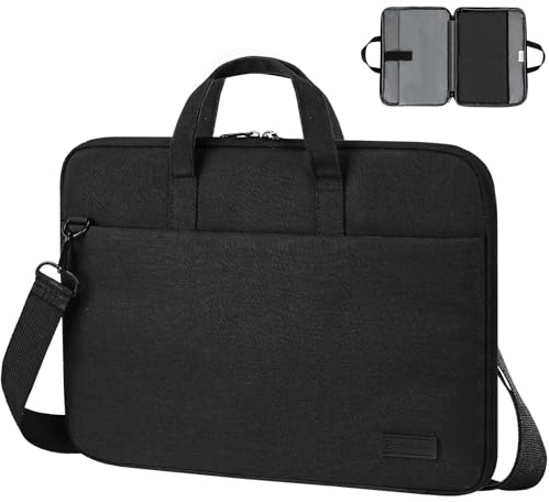 Luckits 15,6 Pollici Custodia Borsa Porta PC, custodia computer impermeabile, dotata tracolla regolabile, multifunzione borsa pc Computer Compatibile con MacBook HP Dell Lenovo Asus Notebook (black)