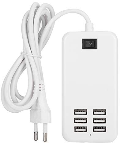 Haosie Caricatore USB, 6 Porte 100-240 V 30 W Ciabatta USB, Stazione di Ricarica USB con Interruttore Per Cellulare, Tablet, Fotocamera