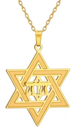EUEAVAN Tetragramma Stella di David Collana Yhvh Yhwh Geova Yahweh Collana ebraica Stella ebraica Collana Bibbia Nomi di Dio Ciondolo Israele Gioielli Ebraici Hanukkah Preghiere Regalo Donna, Medio,