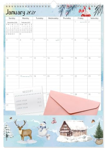 GuassLee Aesthetic Wall Calendar 2026 with Pockets, Vertical Monthly Pocket Wall Calendar From Jan. 2026 to Dec 2026, 12-Month Hanging Wall Planner for Office School Home Planning, 17x12