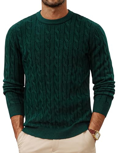 PJ PAUL JONES Men's Sweaters Cable Knit Sweater Casual Knitted Green Sweater Men L