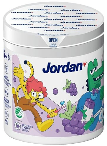 Jordan ® | Junior Zahnpasta Nachfüllpack 6–12 Jahre | Mild fruchtiger Geschmack | Für Pumpenspender | 1450 ppm Fluorid | 98% natürliche Inhaltsstoffe | 0% SLS | Kariesschutz | 150 ml