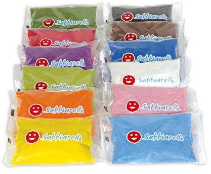 Sabbiarelli Sand-it For Fun – Maxi Refill – 12 Maxi Bolsas de 350g c/u de Arena de Colores para Sand Art 100% Made in Italy | Arena de Mármol Natural Segura y Certificada | Creatividad 3-99 años